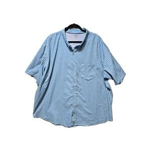 Izod Men's Short Sleeves Shirt 3XL Blue Plaid Collared